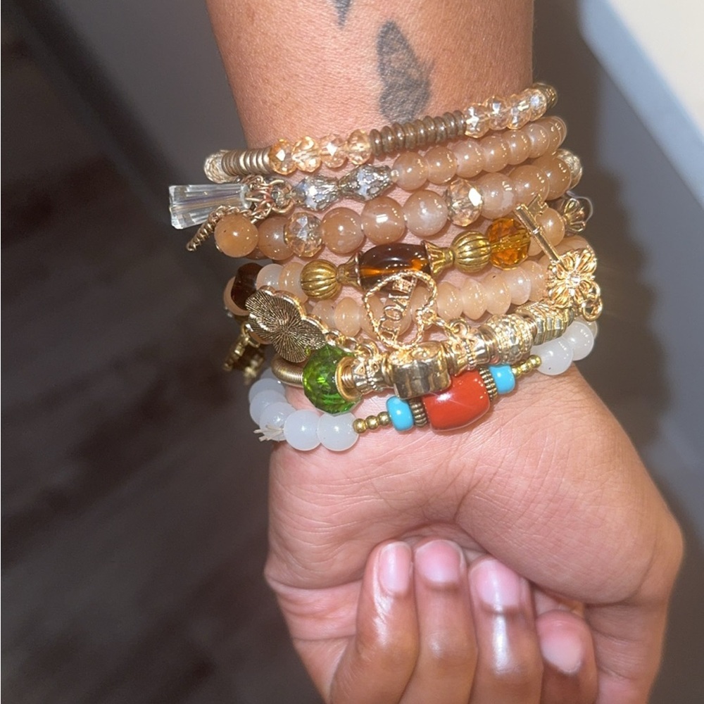 Elegant Multi-Color Beaded Bracelet Set